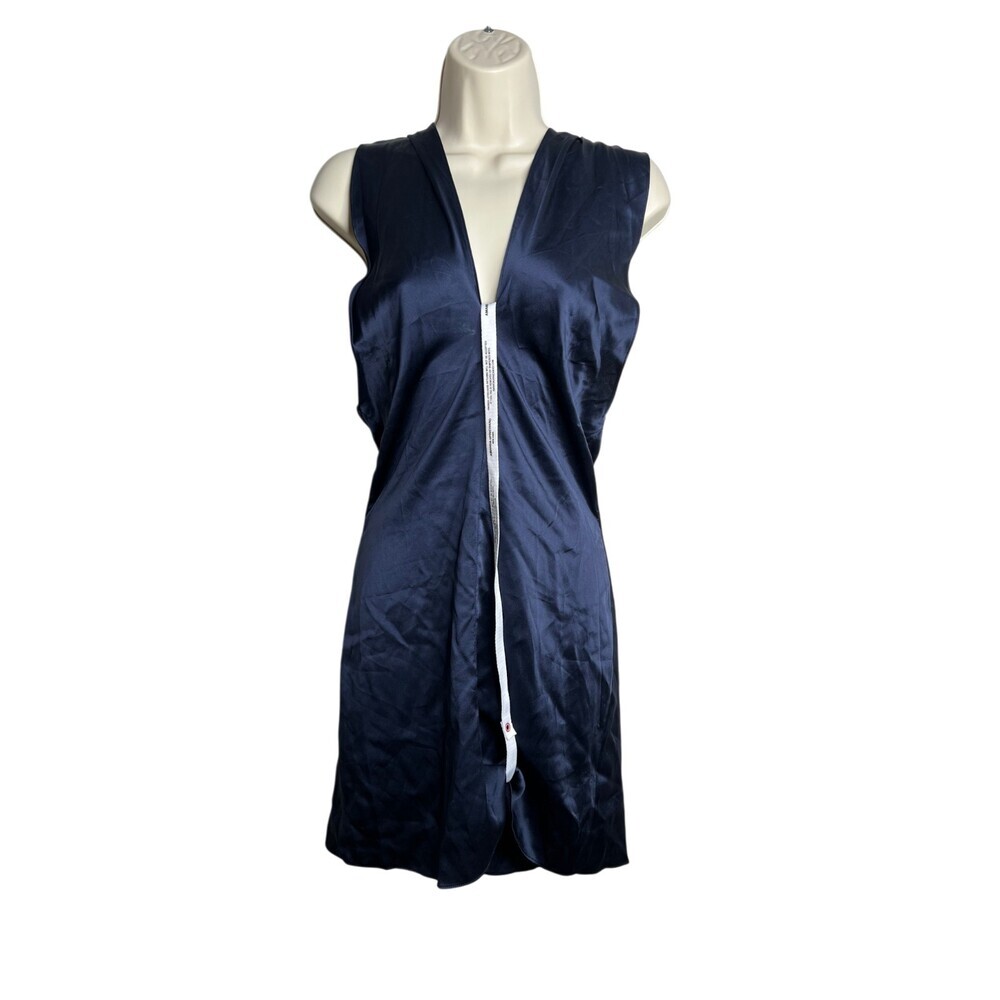 Amanda Uprichard Silk Dress Blue Front Tie Cocktail Mini Adjustable NWOT - Picture 3 of 11